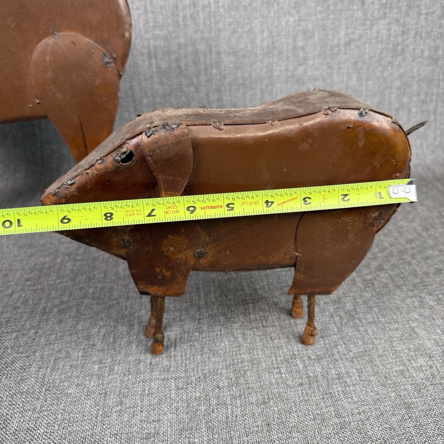 2 Metal Pig Decorations Rustic Large 14.5"x 12" and small 9.5"x 7.5"