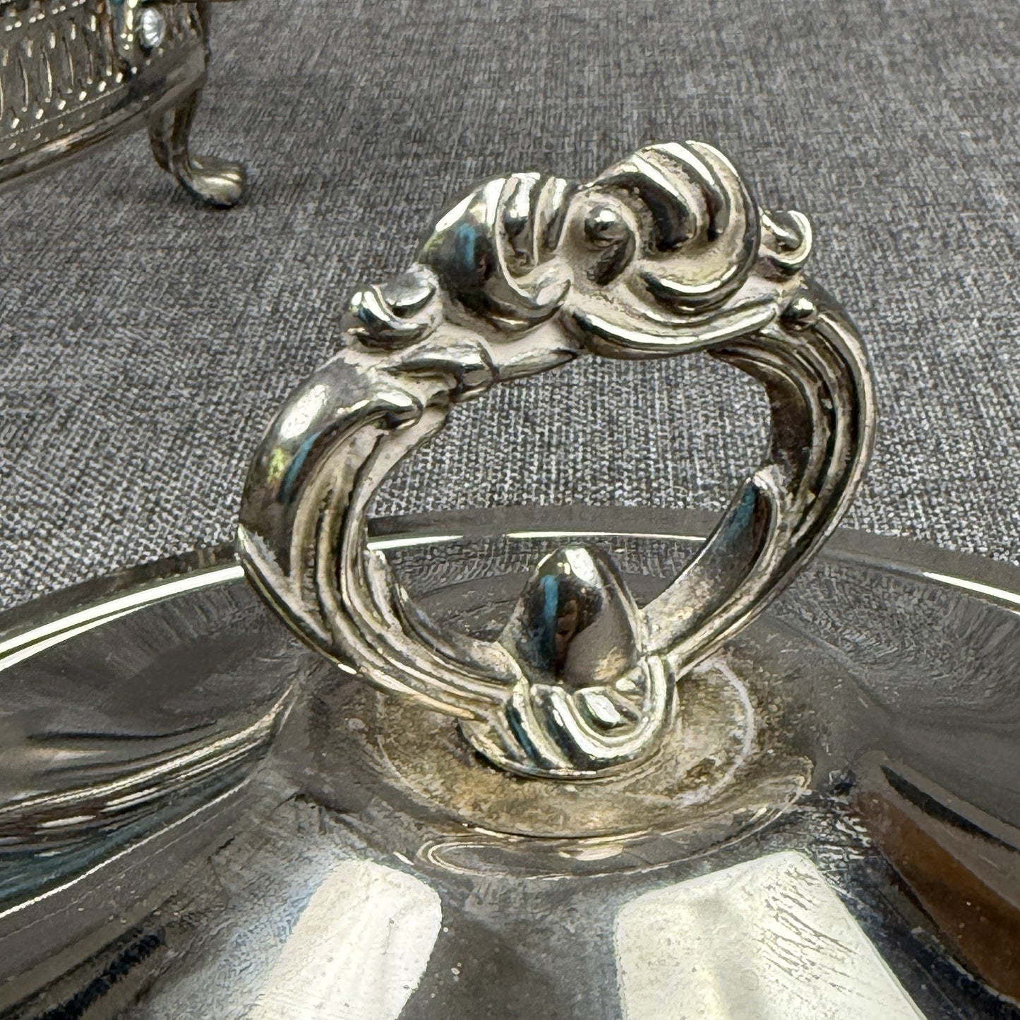 Silver Plated Three Footed Chafing Dish Casserole Warmer Marinex Glass Bake Dish