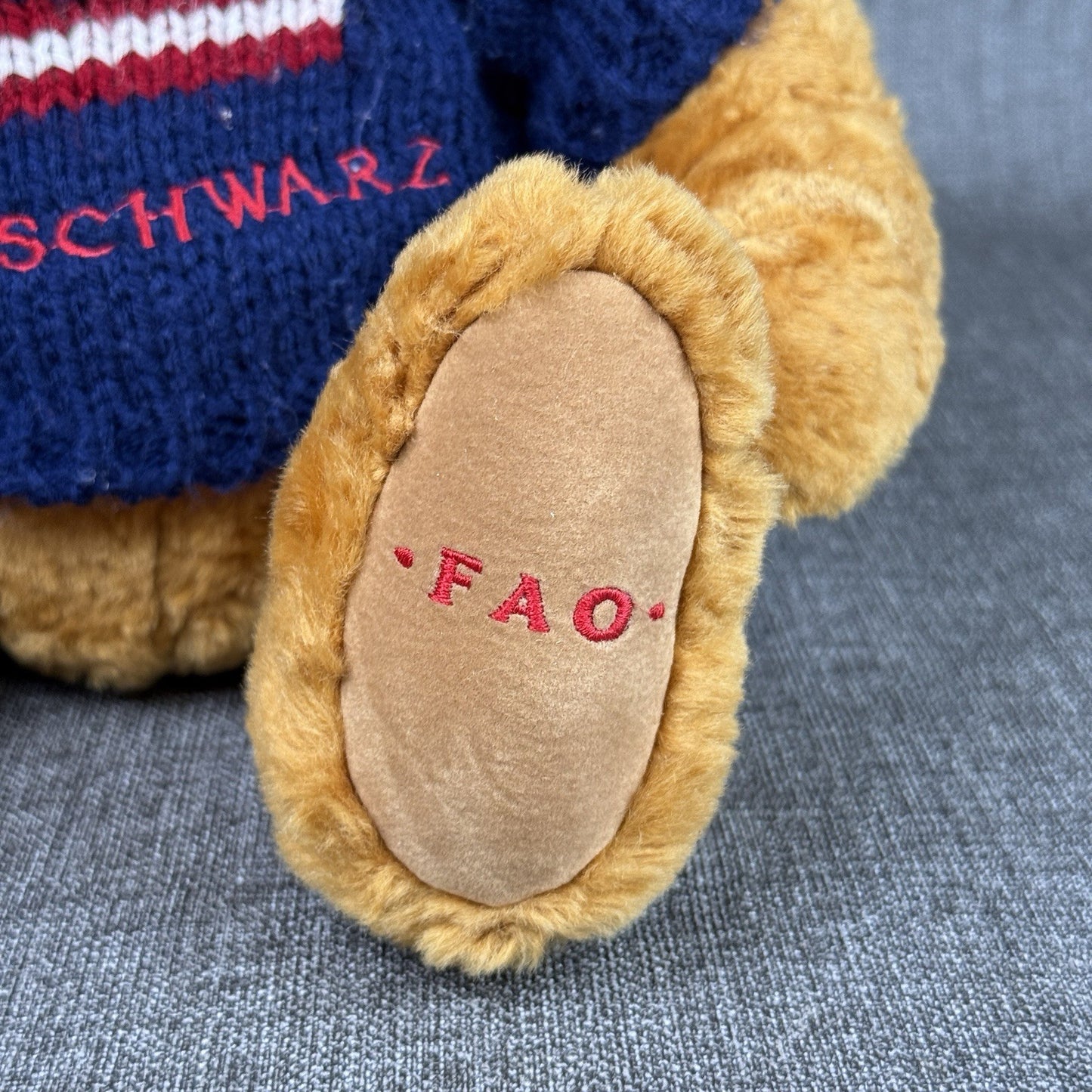 FAO Schwarz 16” Brown Teddy Bear Plush with Sweater American Flag