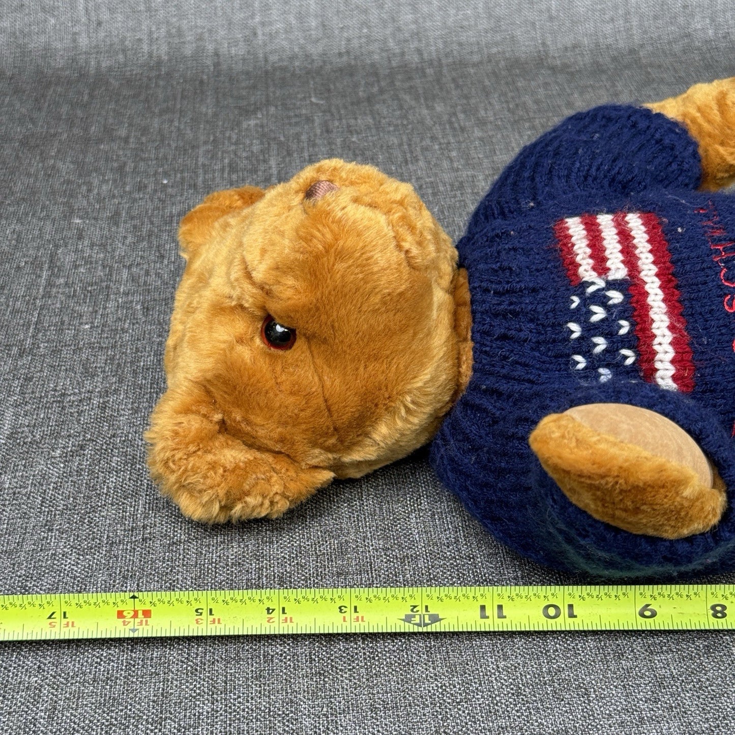 FAO Schwarz 16” Brown Teddy Bear Plush with Sweater American Flag