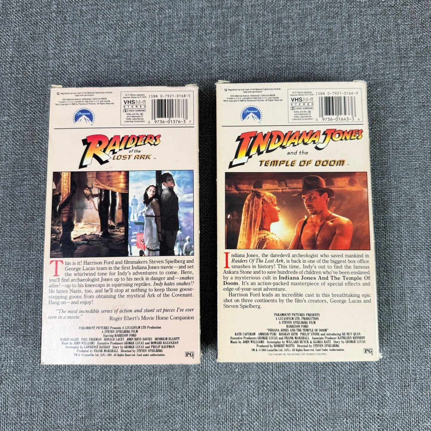 Raiders of the Lost Ark & Indiana Jones VHS Tape Movies Bundle