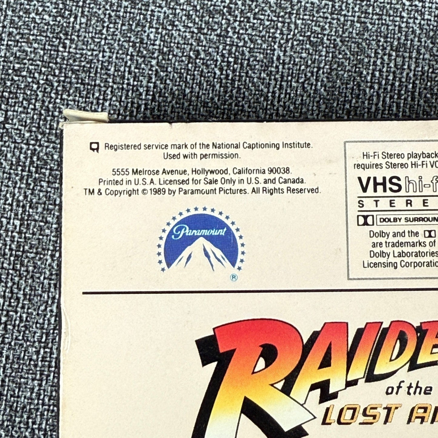 Raiders of the Lost Ark & Indiana Jones VHS Tape Movies Bundle
