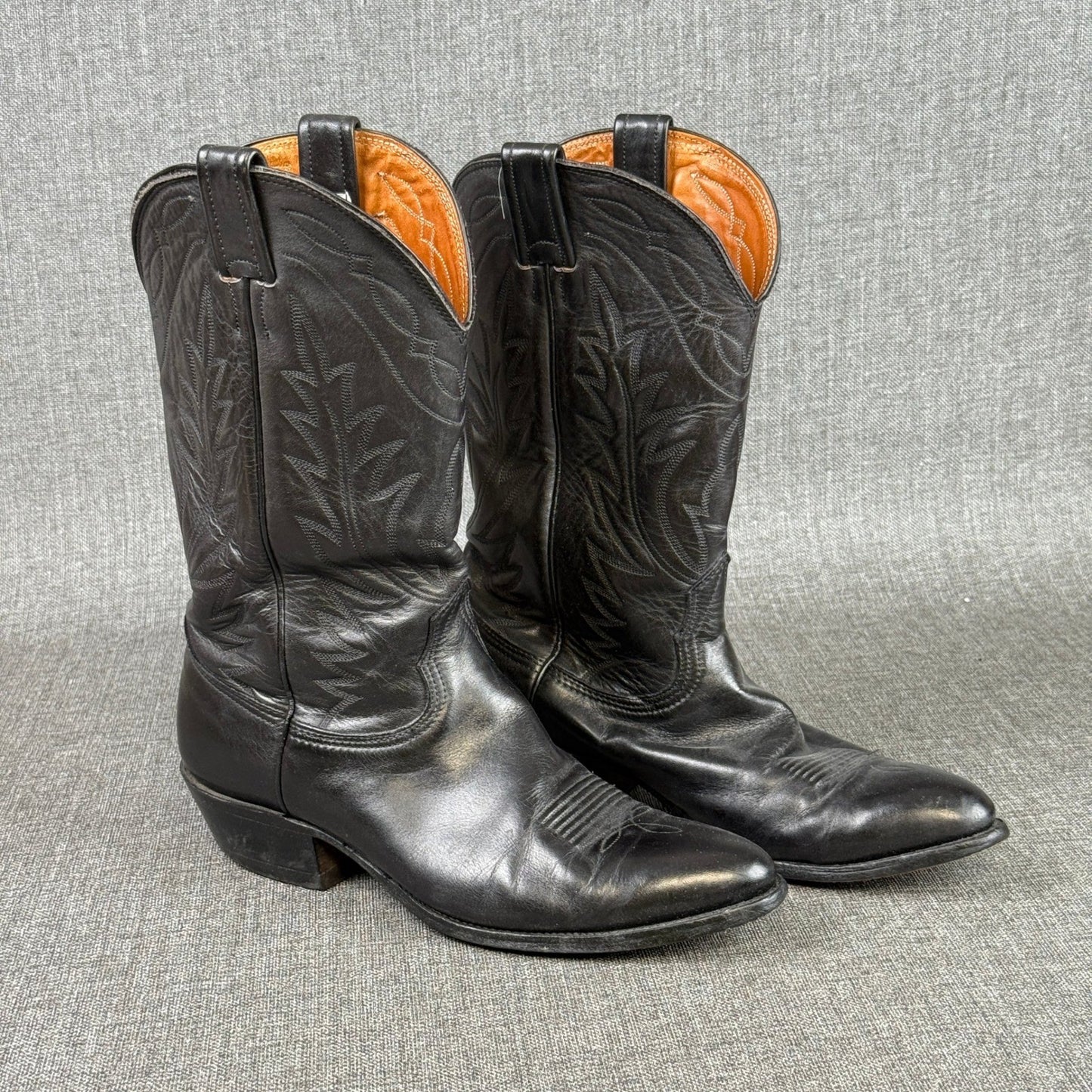Nocona Cowboy Boots Mens Sz 9.5 D Black Leather Western Style Made in USA