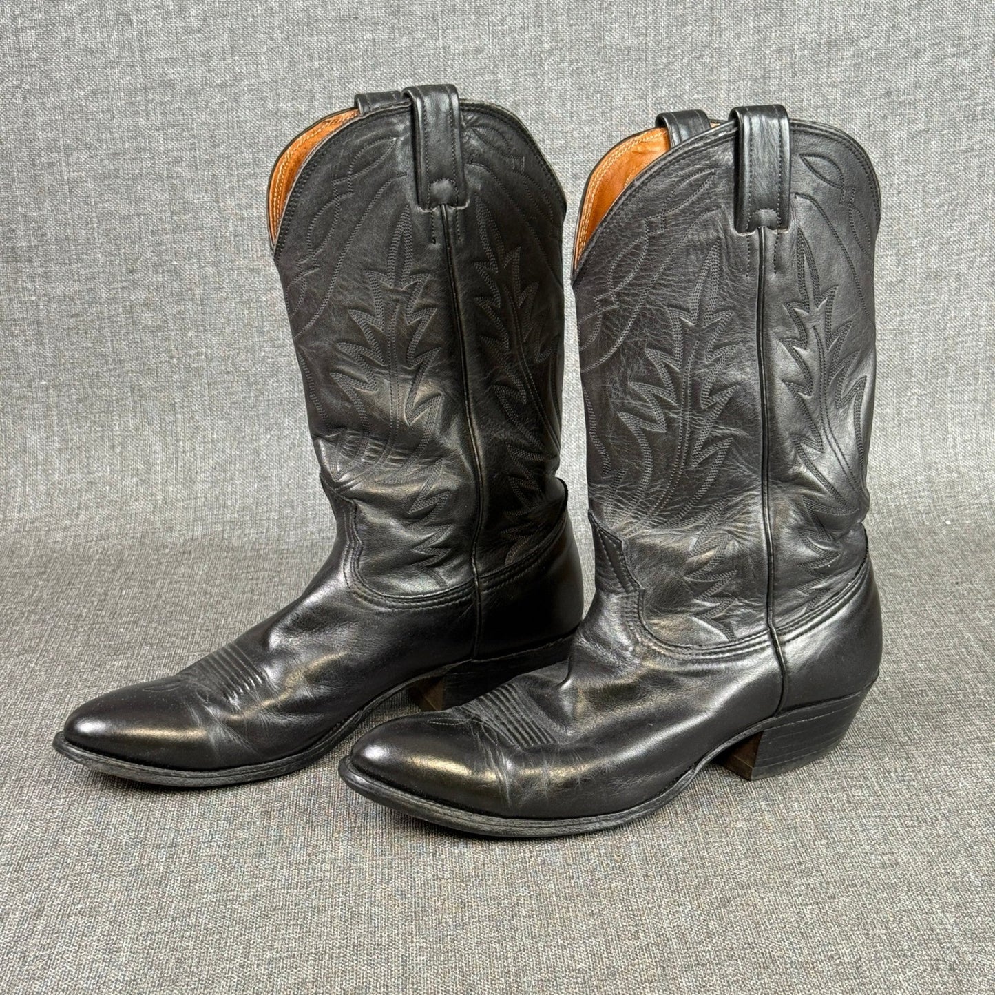 Nocona Cowboy Boots Mens Sz 9.5 D Black Leather Western Style Made in USA
