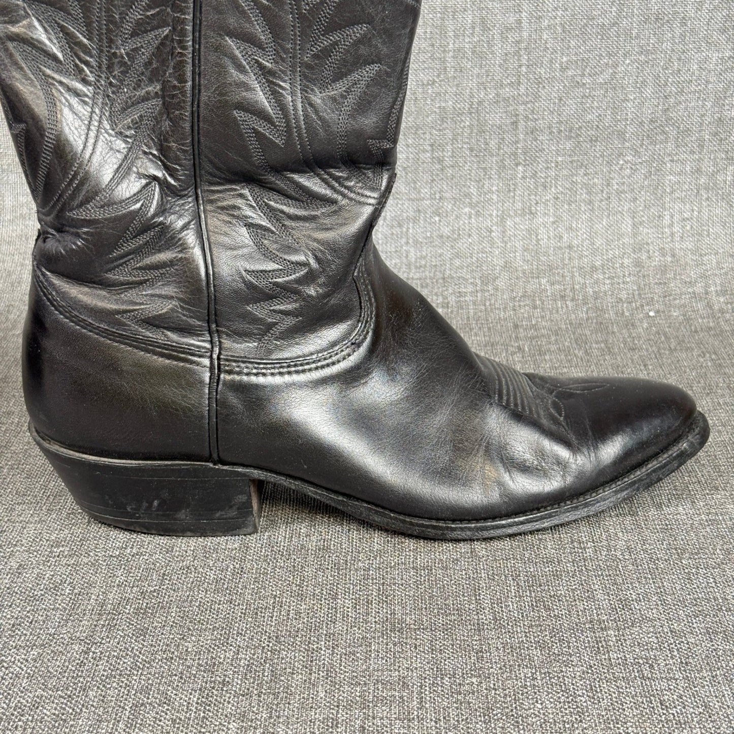 Nocona Cowboy Boots Mens Sz 9.5 D Black Leather Western Style Made in USA