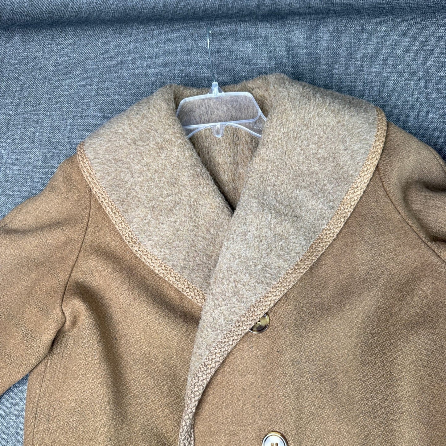 Vintage Wool Blend Double Breasted Car Coat with Shawl Collar - Retro Style