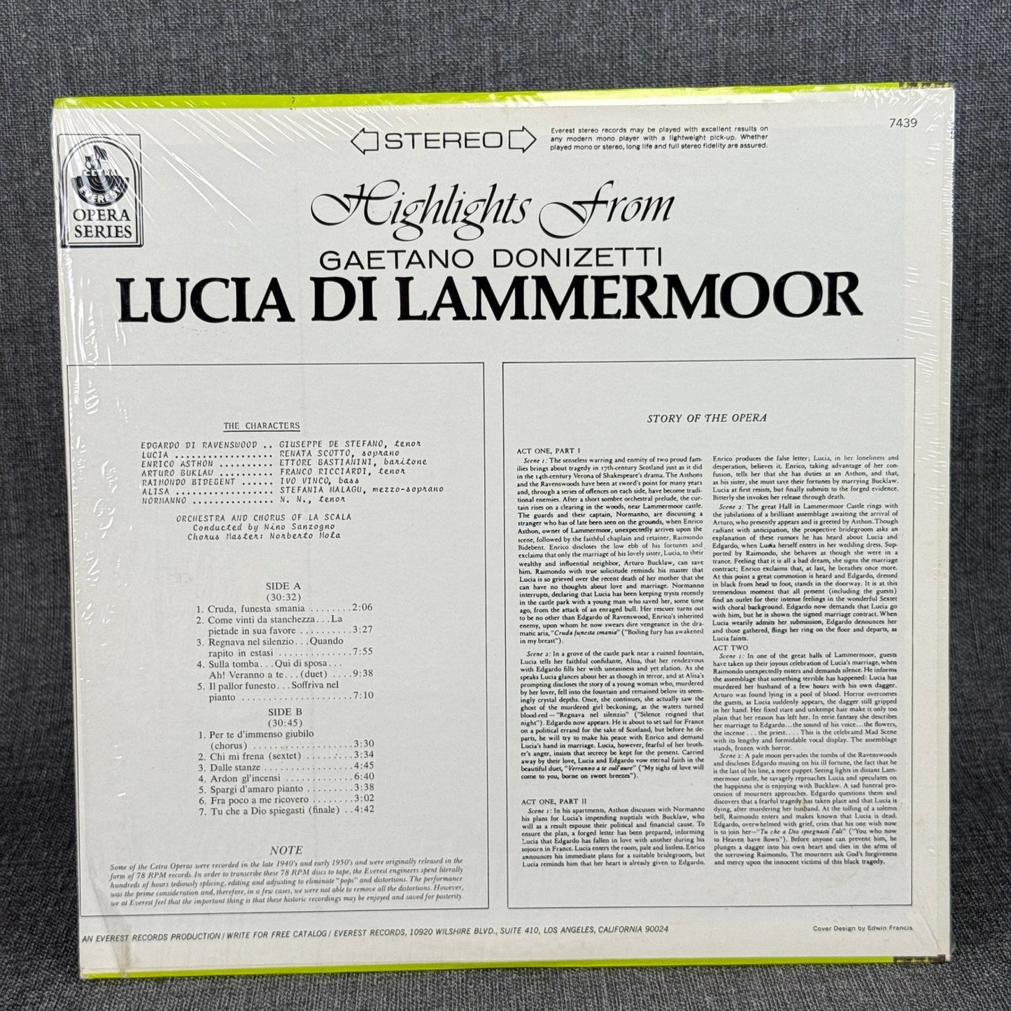 Highlights From Lucia Di Lammermoor Gaetano Donizetti Opera Stereo - NEAR MINT