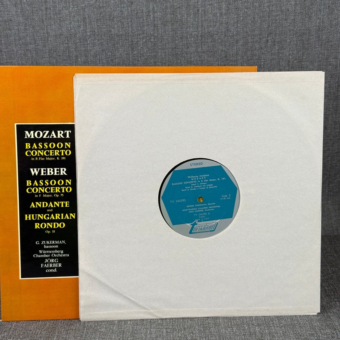 Mozart Weber Bassoon Concertos Turnabout LP Vinyl Record Classical - NEAR MINT