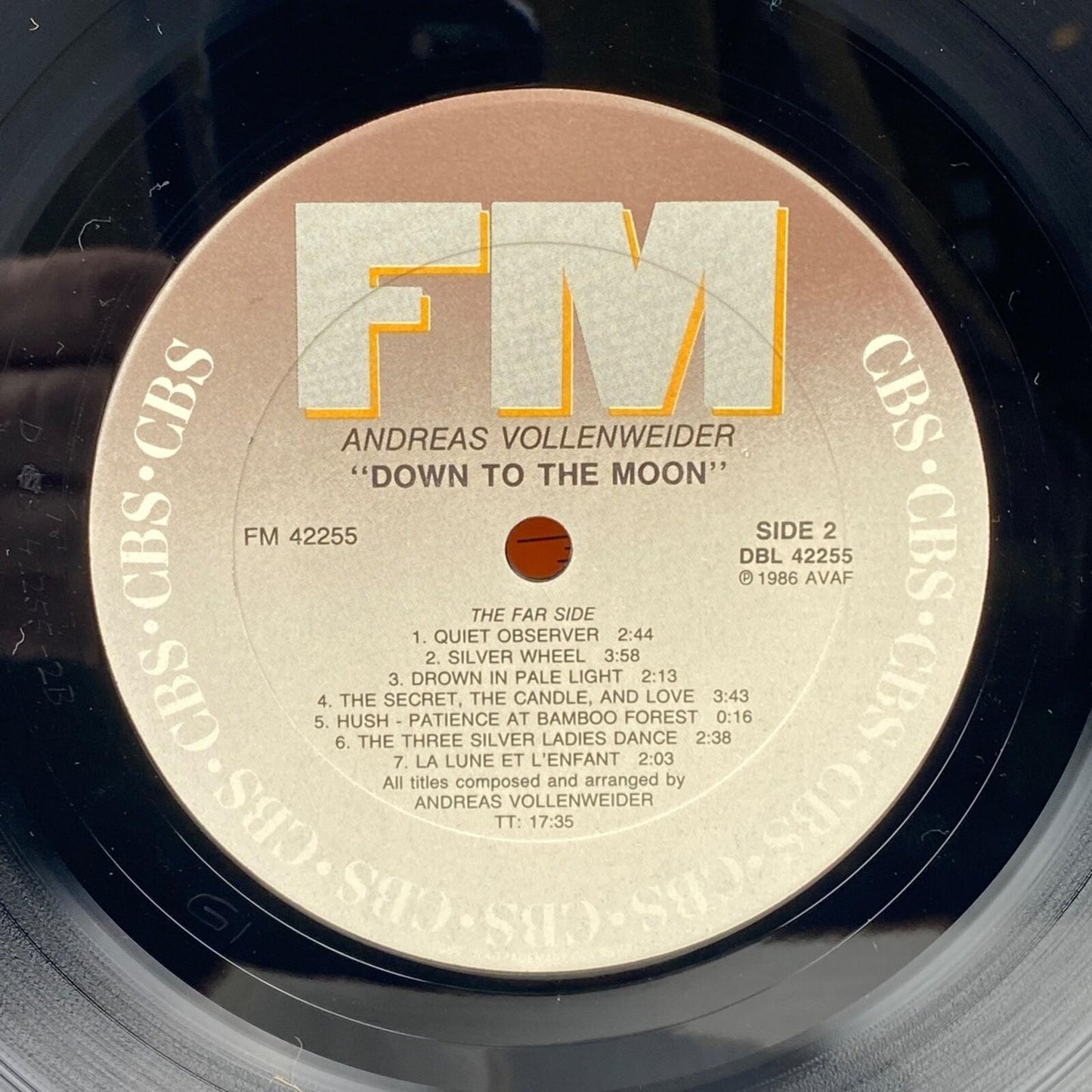 Andreas Vollenweider Down To The Moon Vinyl Record LP 1986 CBS FM 42255
