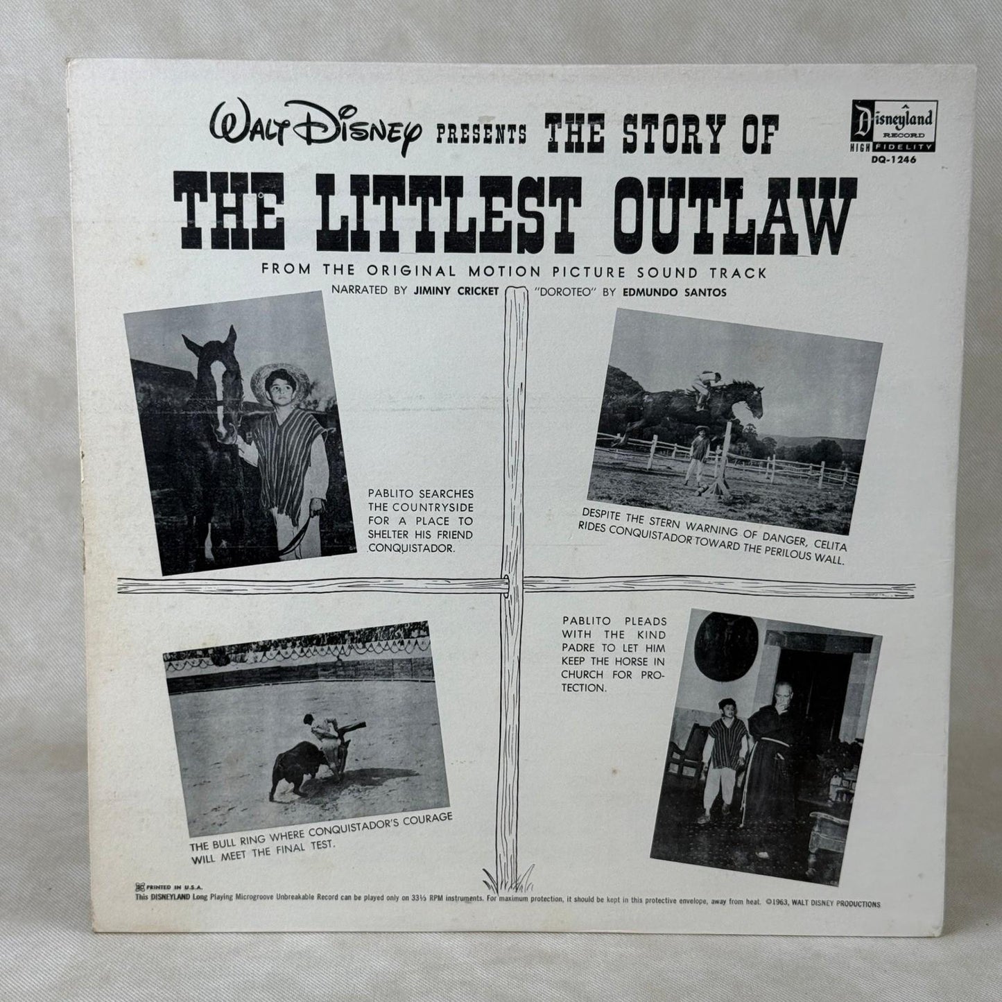 Disneyland Record The Story of The Littlest Outlaw 12" Vinyl LP EXCELLENT