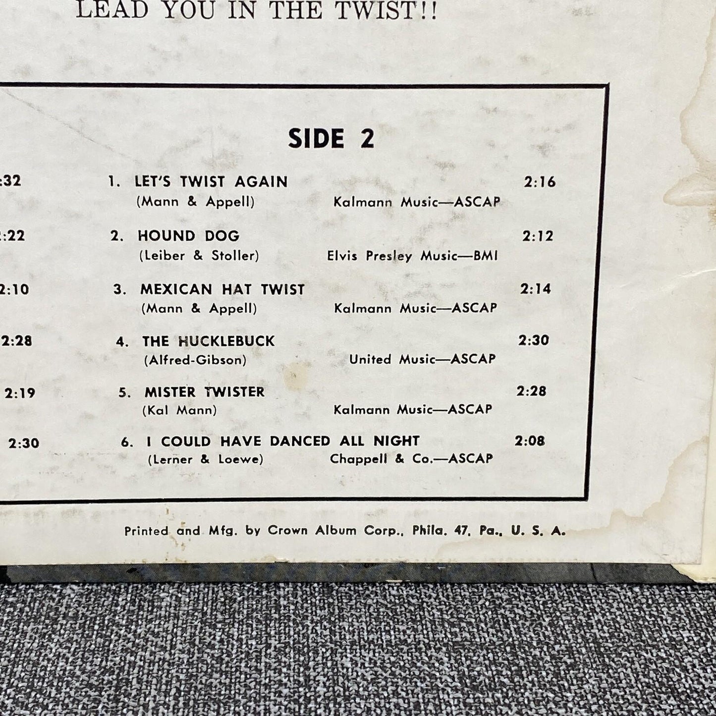 CHUBBY CHECKER LP Your Twist Party 1960 Parkway Nono Vinyl