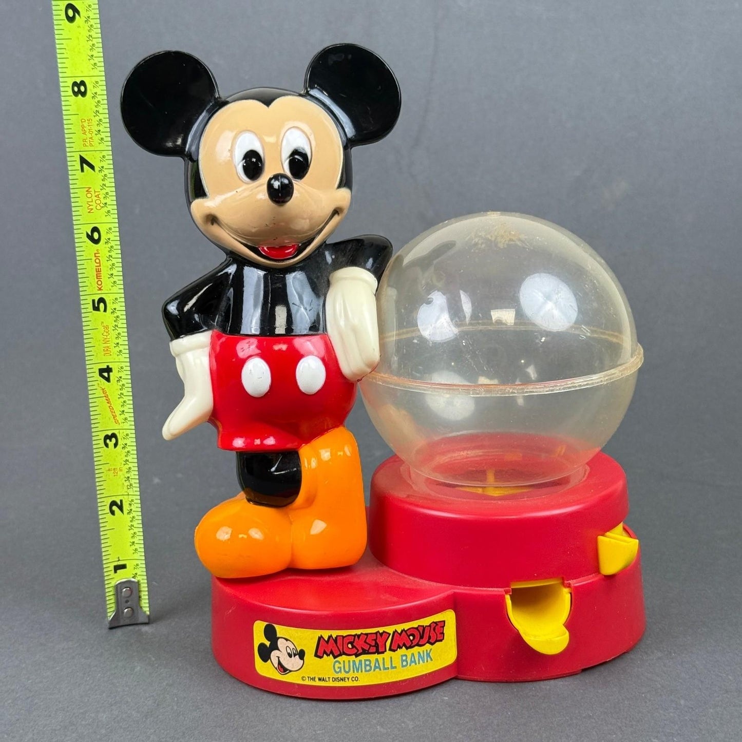 Vintage Mickey Mouse Gumball Bank Superior Toy Disney Coin Bank Plastic