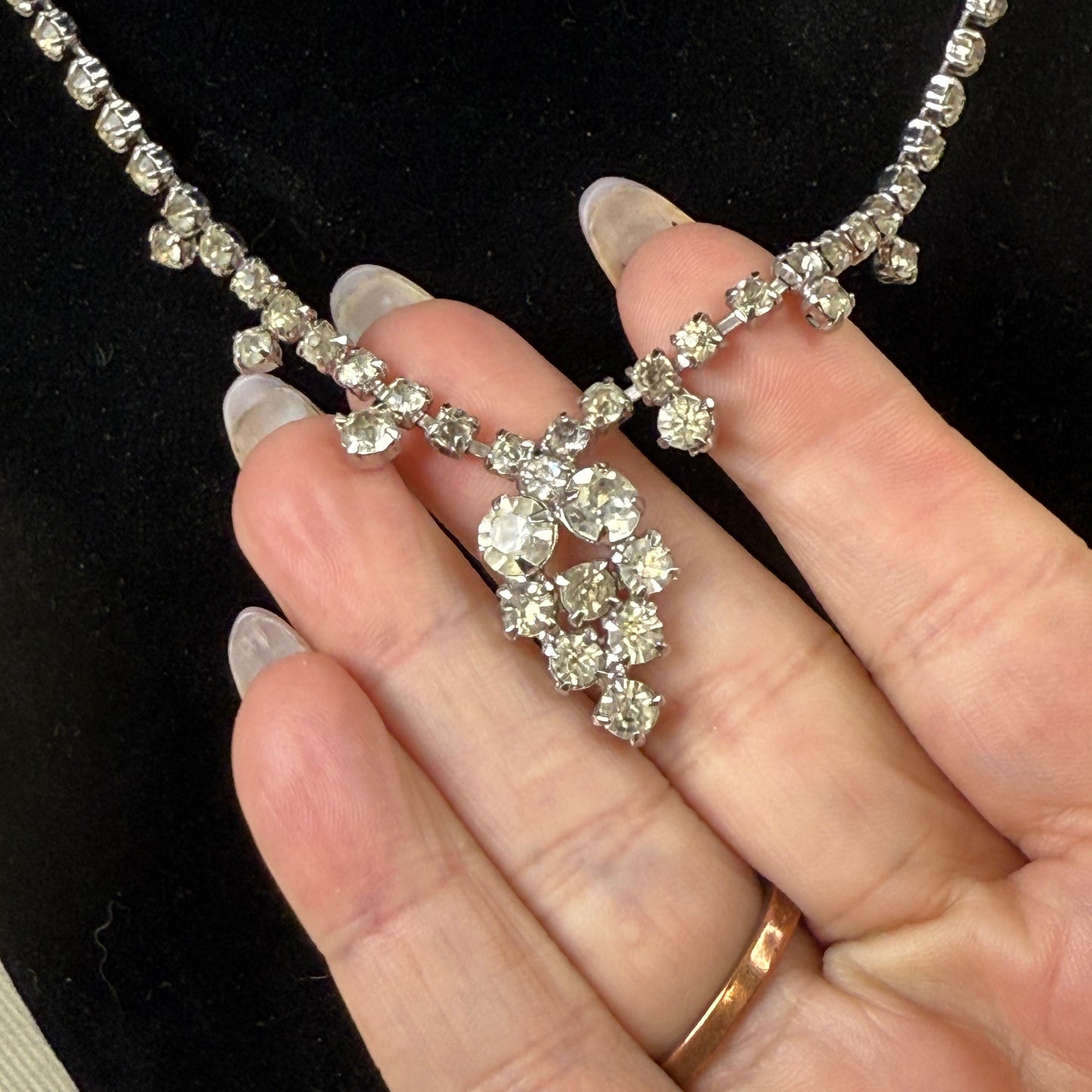 Costume Rhinestone Necklace 14.5
