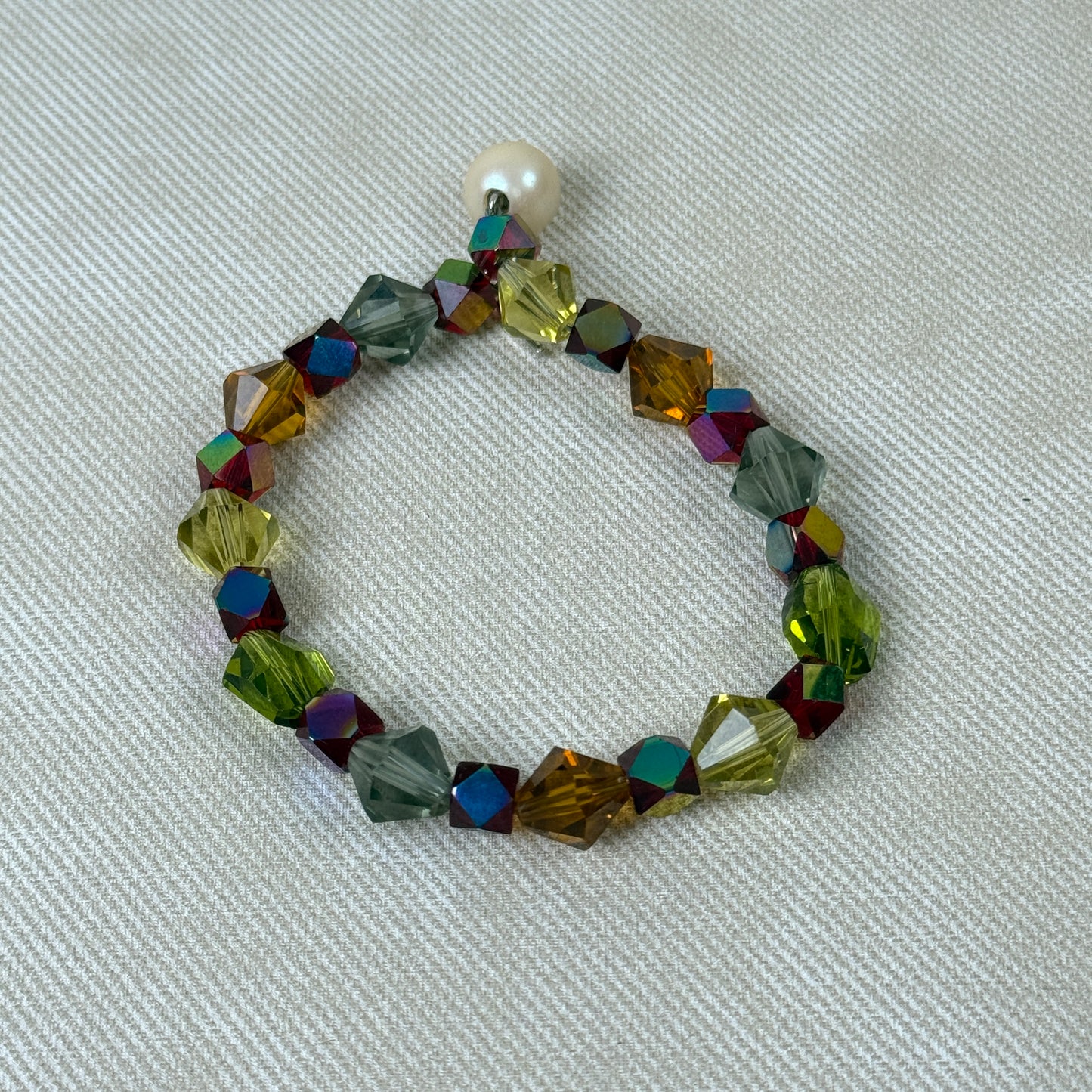 Colorful Glass Bead Bracelet 7.5"