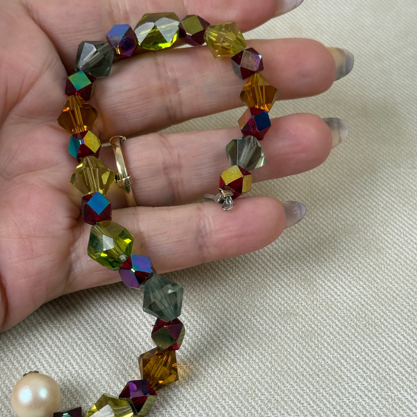 Colorful Glass Bead Bracelet 7.5"