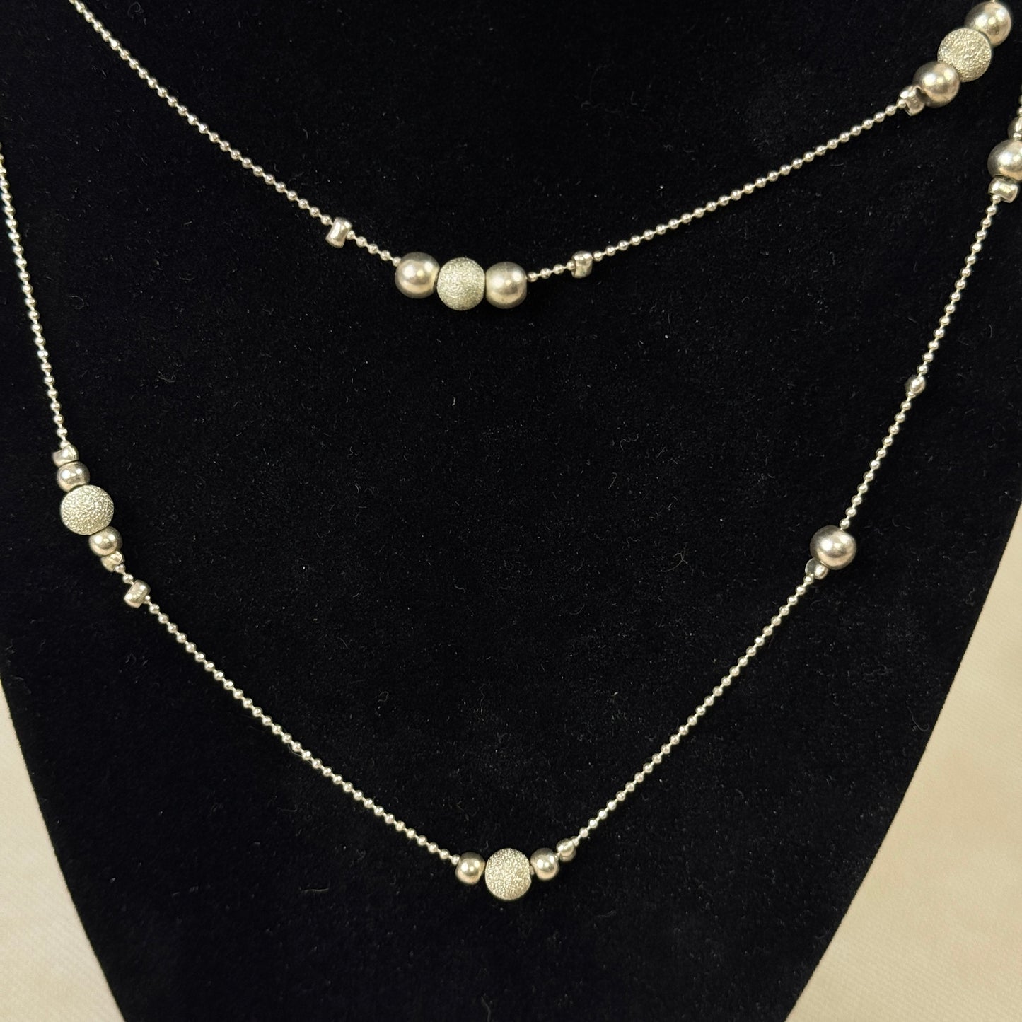 59" Silver Color Necklace with Silver Color Beads