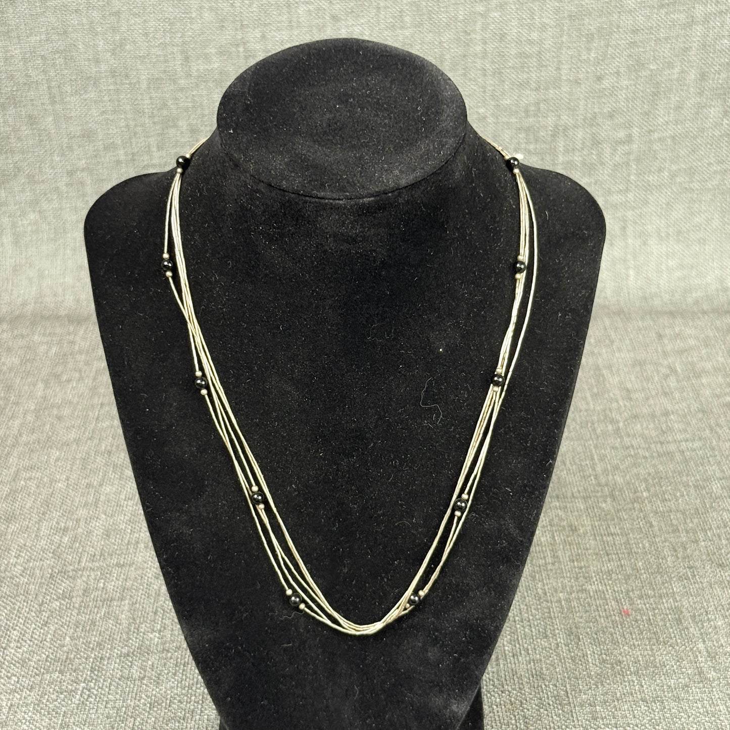 Sterling Layered Necklace with Black accents 18"