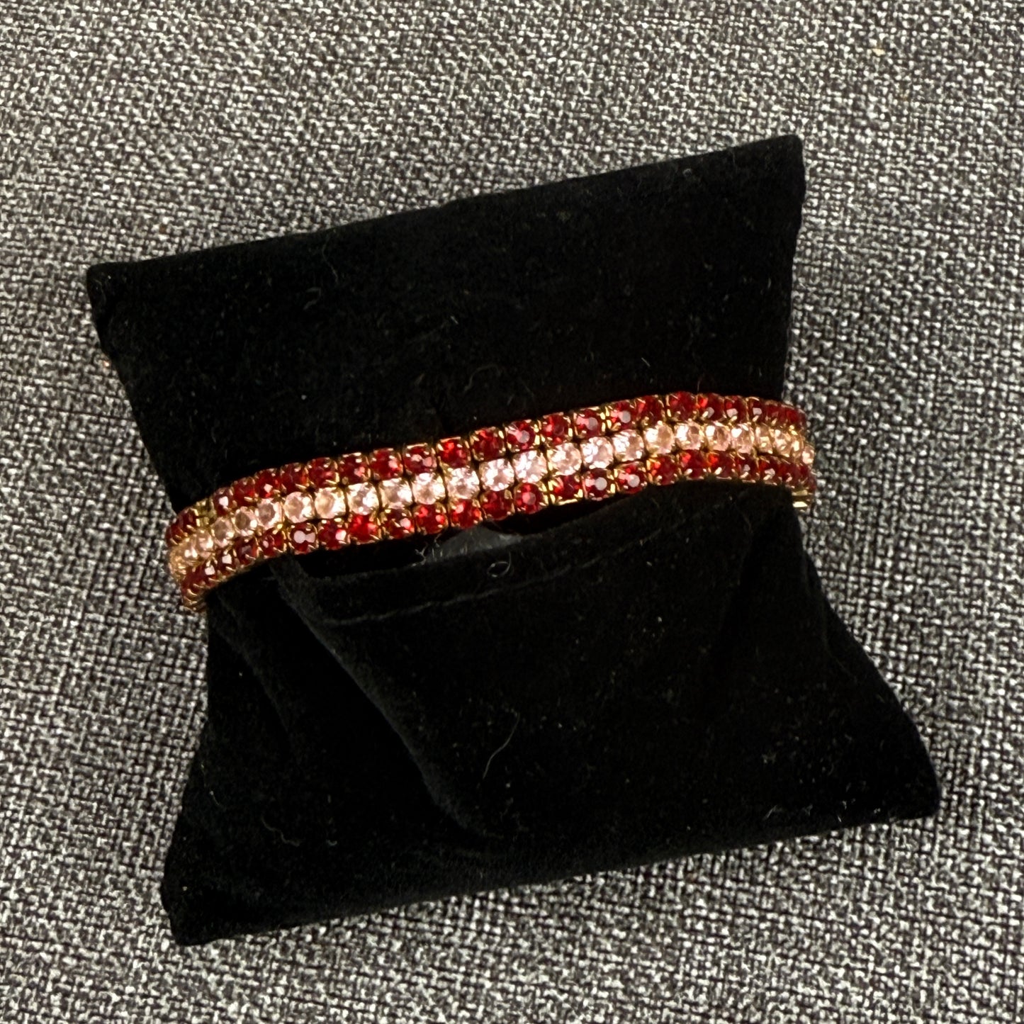 Vintage Rhinestone Bracelet Red and Pink 7"