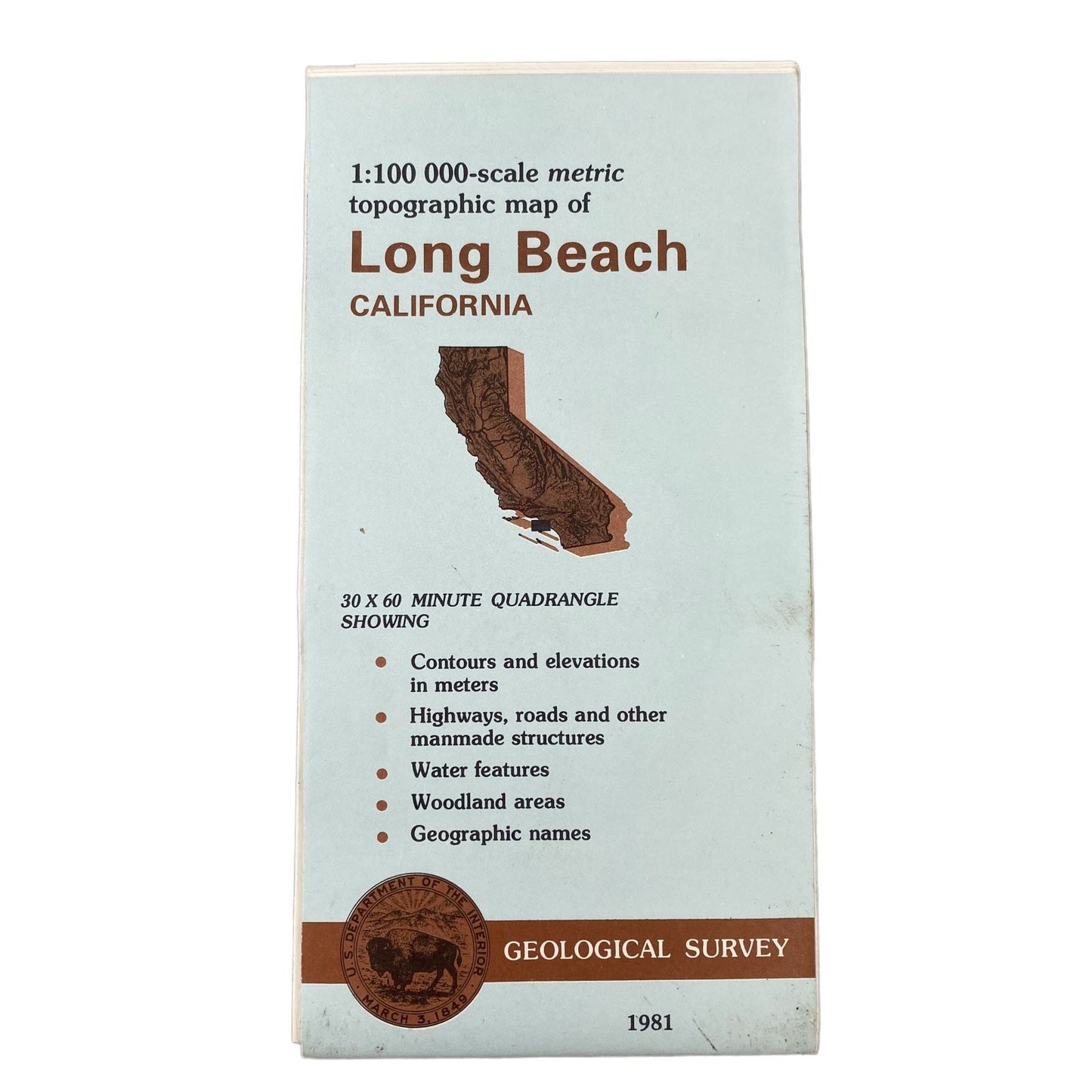 USGS Topographic Map 1981 Survey 30"x60" CA Long Beach