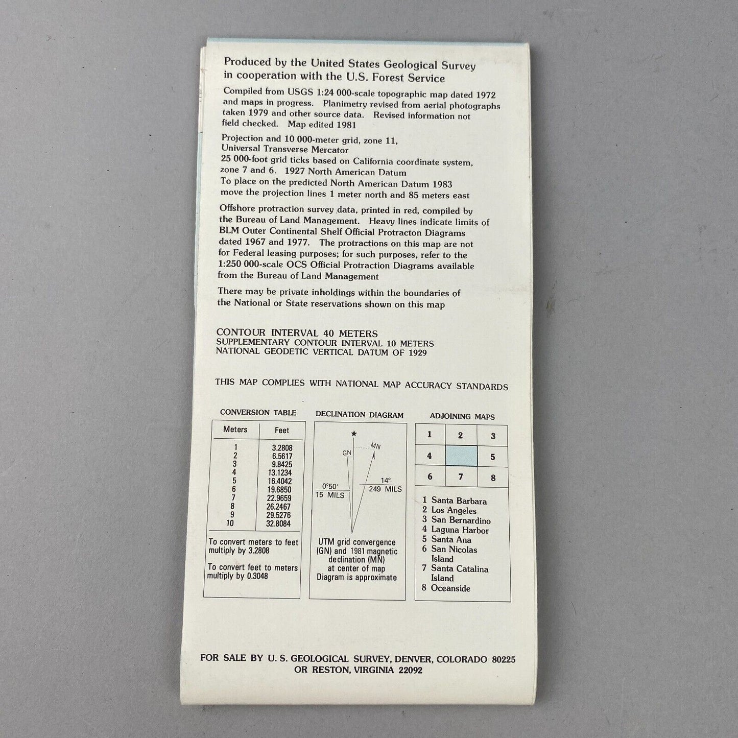 USGS Topographic Map 1981 Survey 30"x60" CA Long Beach