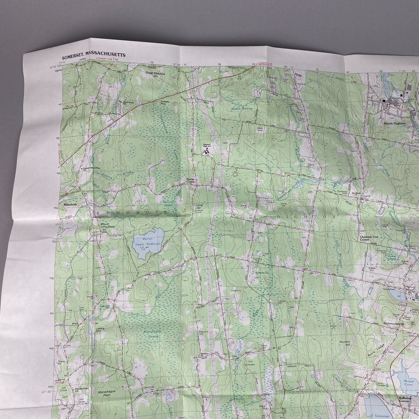 USGS Topographic Map 1985 Survey 30"x60" MA Somerest 41071-G1-TM-025