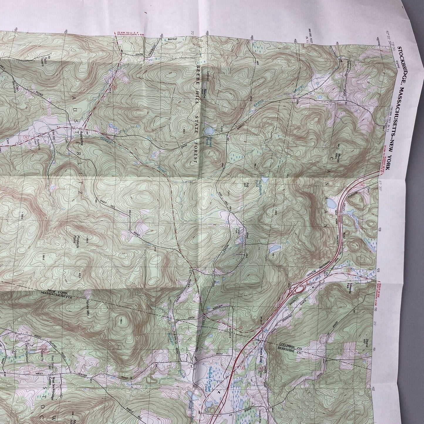 USGS Topographic Map 1987 Survey 30"x60" MA, NY Stockbridge 42073-C3-TM-025