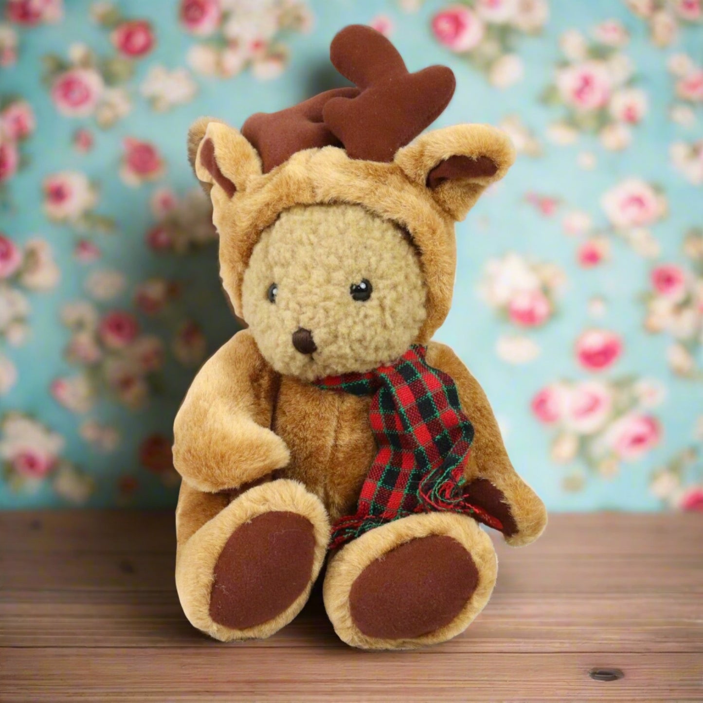 Teddy Bear in Reindeer Costume Plush 12" Tall (ABC Distributing) Super Cute!