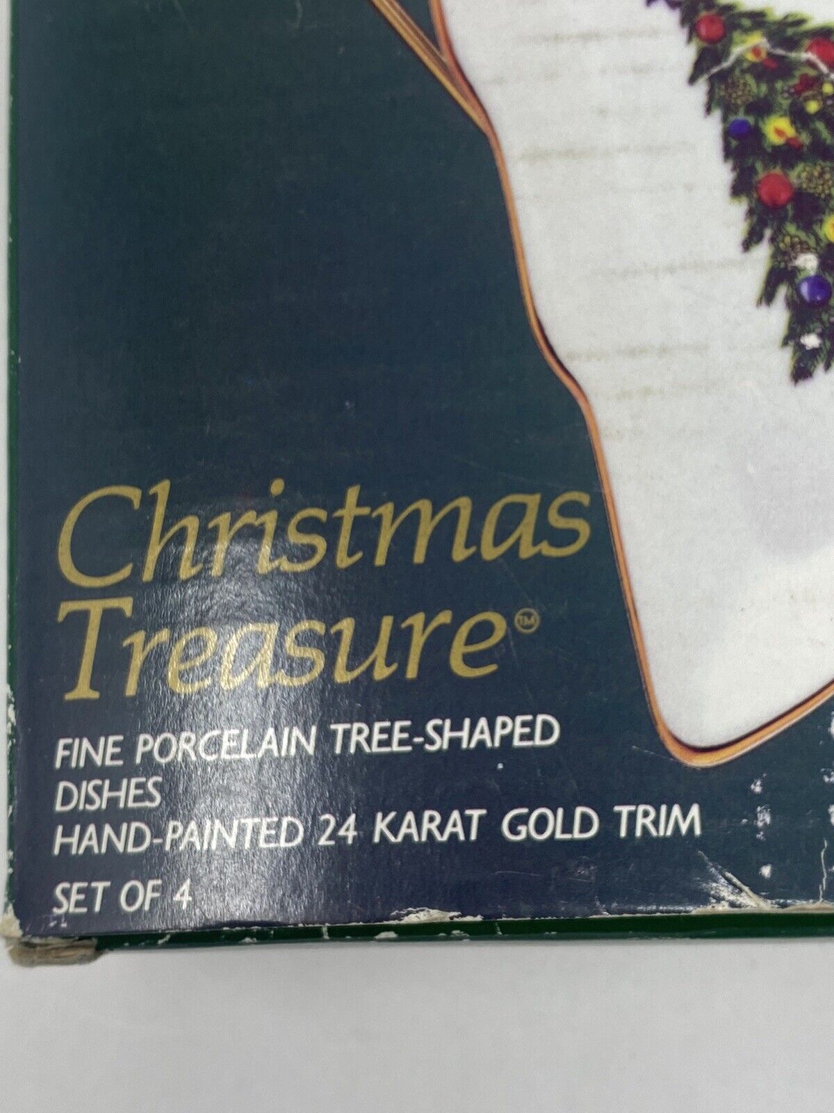 Christmas 4 Fine Hand-painted 24k Gold Trim Porcelain Tree-Shaped Dishes