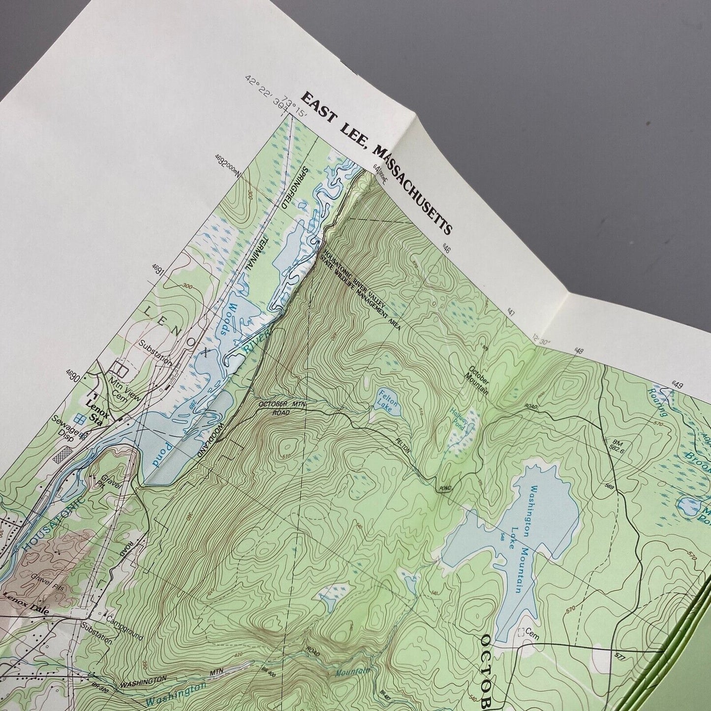 USGS Topographic Map 1987 Survey 30 x60 MA East Lee 42073-C1-TM-025