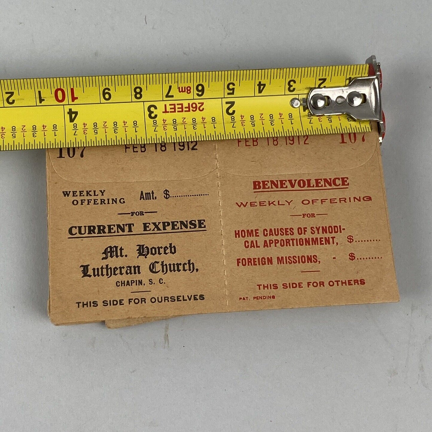 Lutheran Church Weekly Offering and Benevolence Envelopes Lot, Chapin SC, 1912