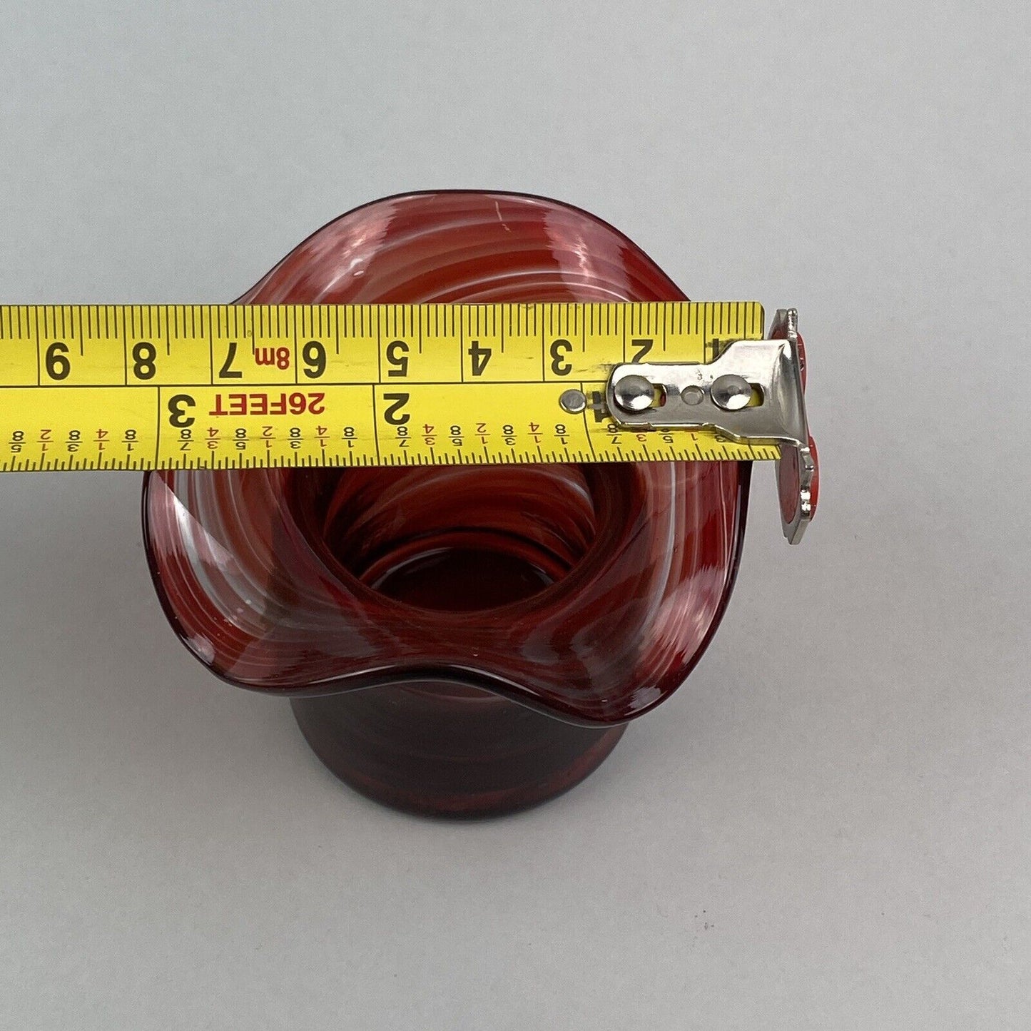 Vintage Pair of Carmine Art Glass Swirl Colors Candle Holders 2.5"x 3"