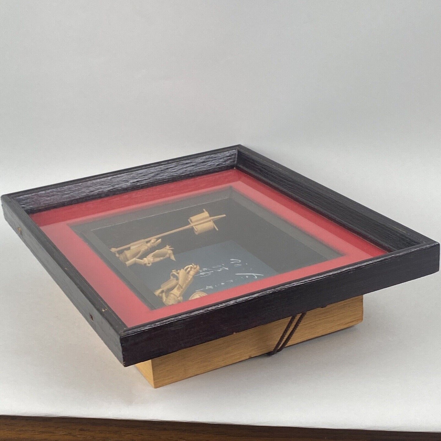 Vintage Framed Shadow Box Wall Decor, Pair with Miniature figures 10"x8" Japan