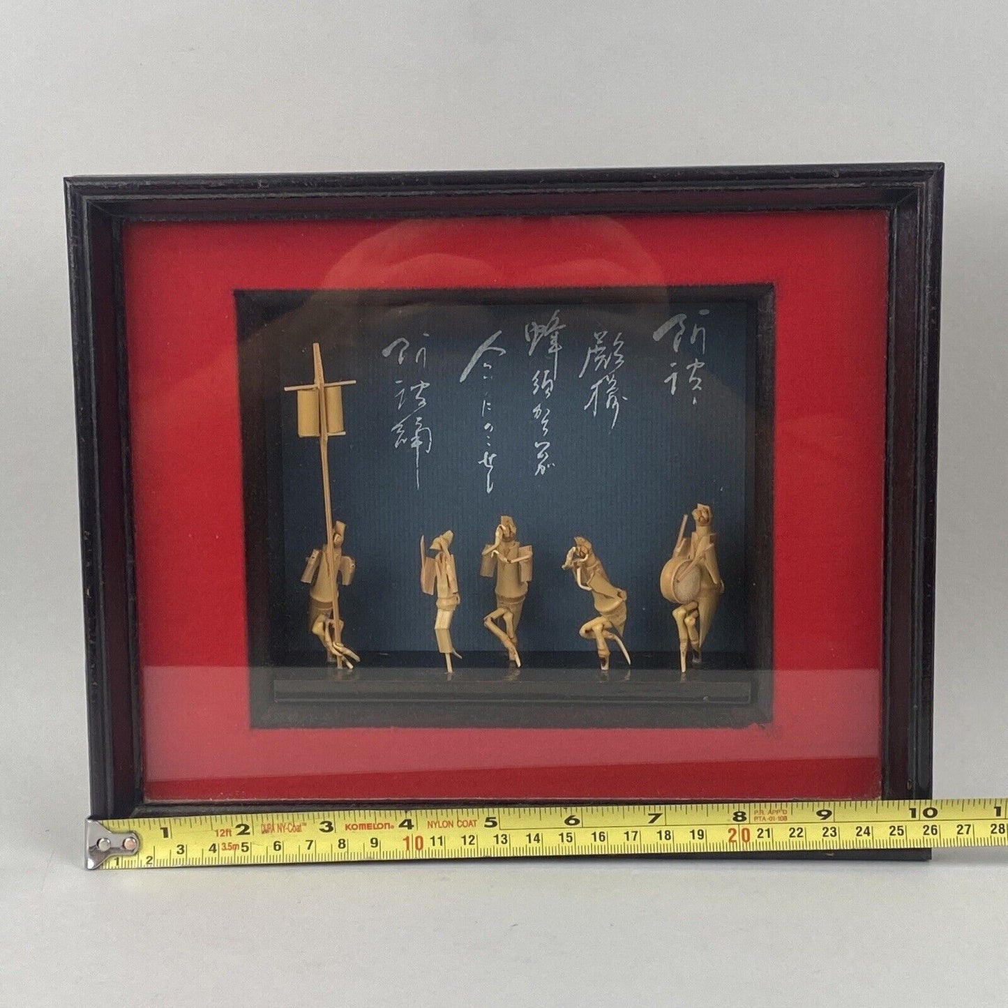 Vintage Framed Shadow Box Wall Decor, Pair with Miniature figures 10"x8" Japan