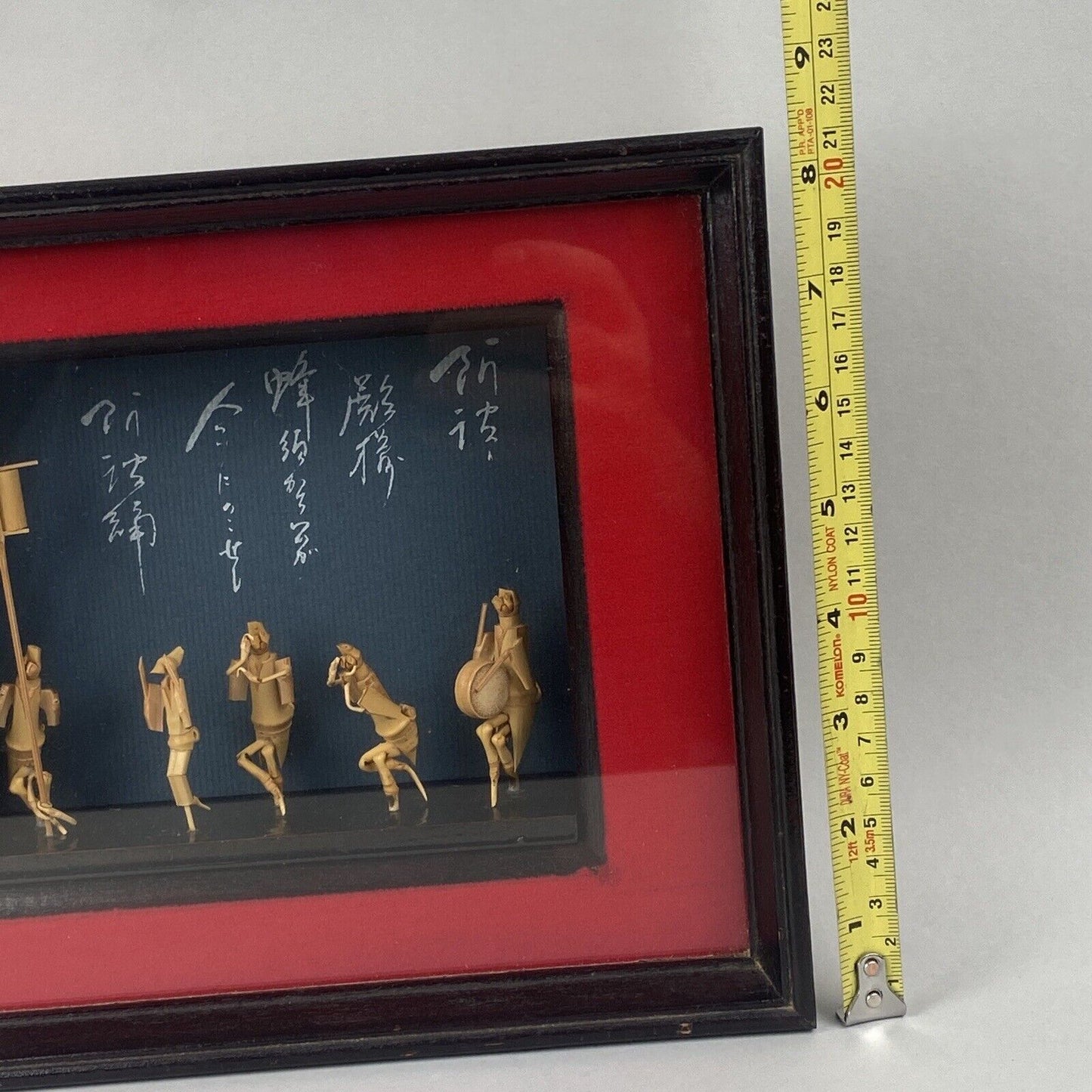 Vintage Framed Shadow Box Wall Decor, Pair with Miniature figures 10"x8" Japan