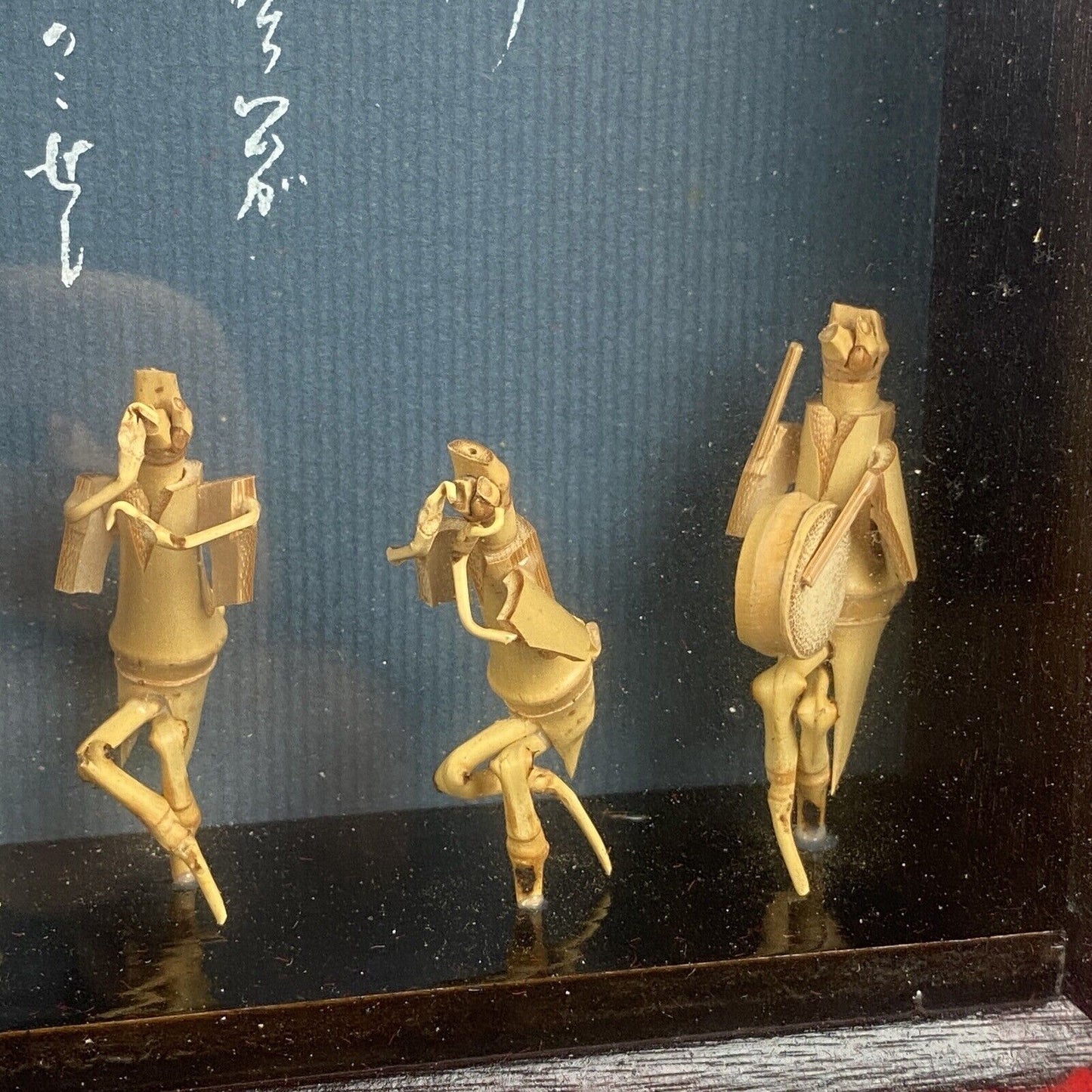 Vintage Framed Shadow Box Wall Decor, Pair with Miniature figures 10"x8" Japan