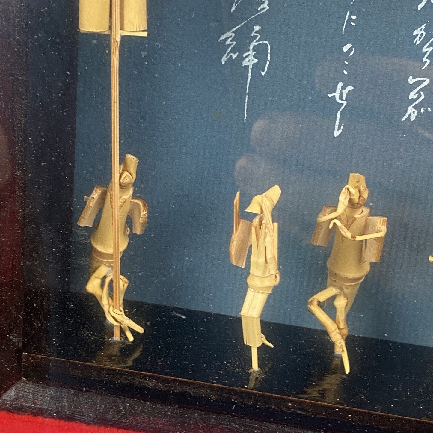 Vintage Framed Shadow Box Wall Decor, Pair with Miniature figures 10"x8" Japan