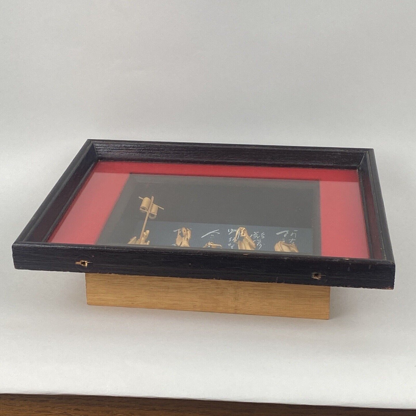 Vintage Framed Shadow Box Wall Decor, Pair with Miniature figures 10"x8" Japan