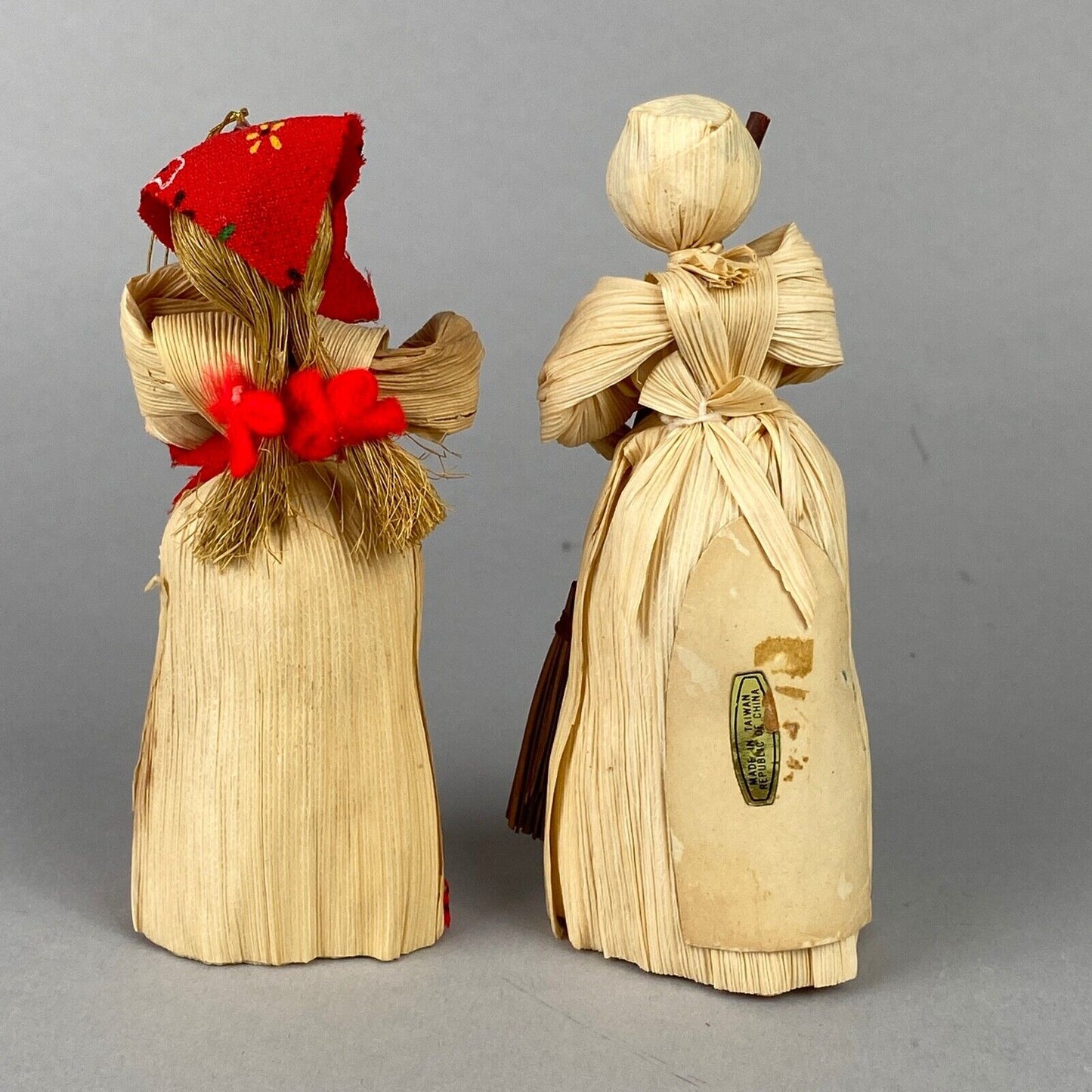 Corn Husk Dolls 2x Women Figurines, 5" tall