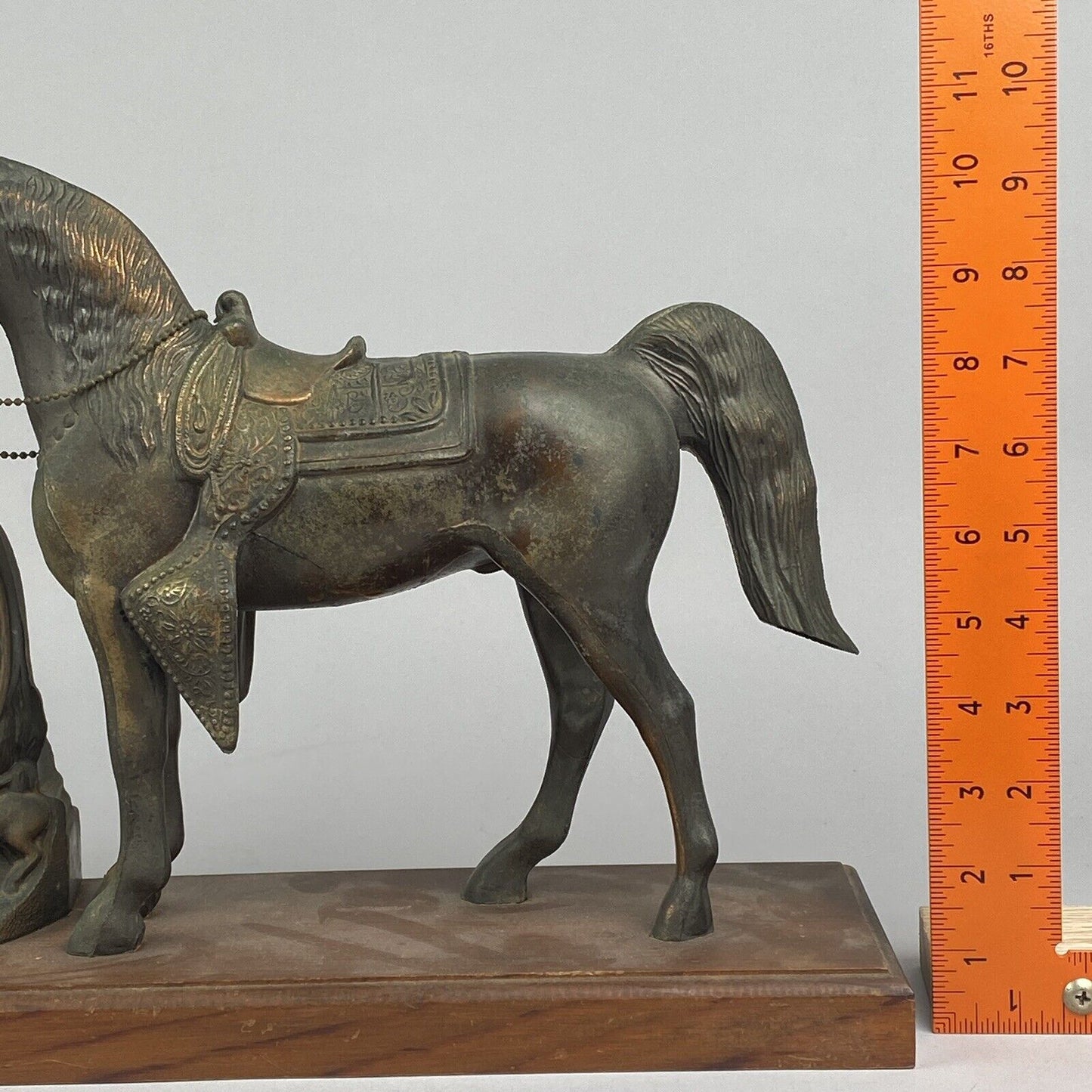 Antique Bronzed Horse with Lanshire Electric Clock made in Chicago, IL, USA