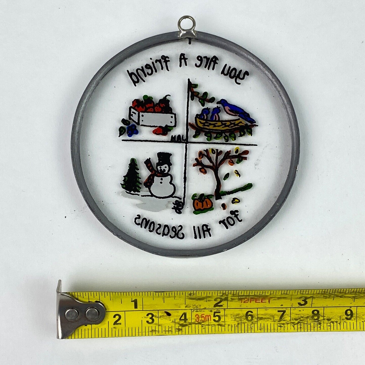 Vintage Hand-Painted 'You are a friend' Pendant / Ornament 2.75"