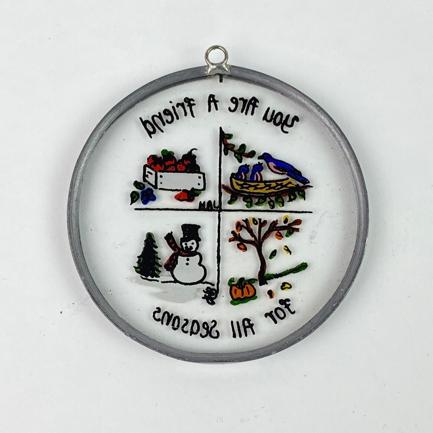 Vintage Hand-Painted 'You are a friend' Pendant / Ornament 2.75"
