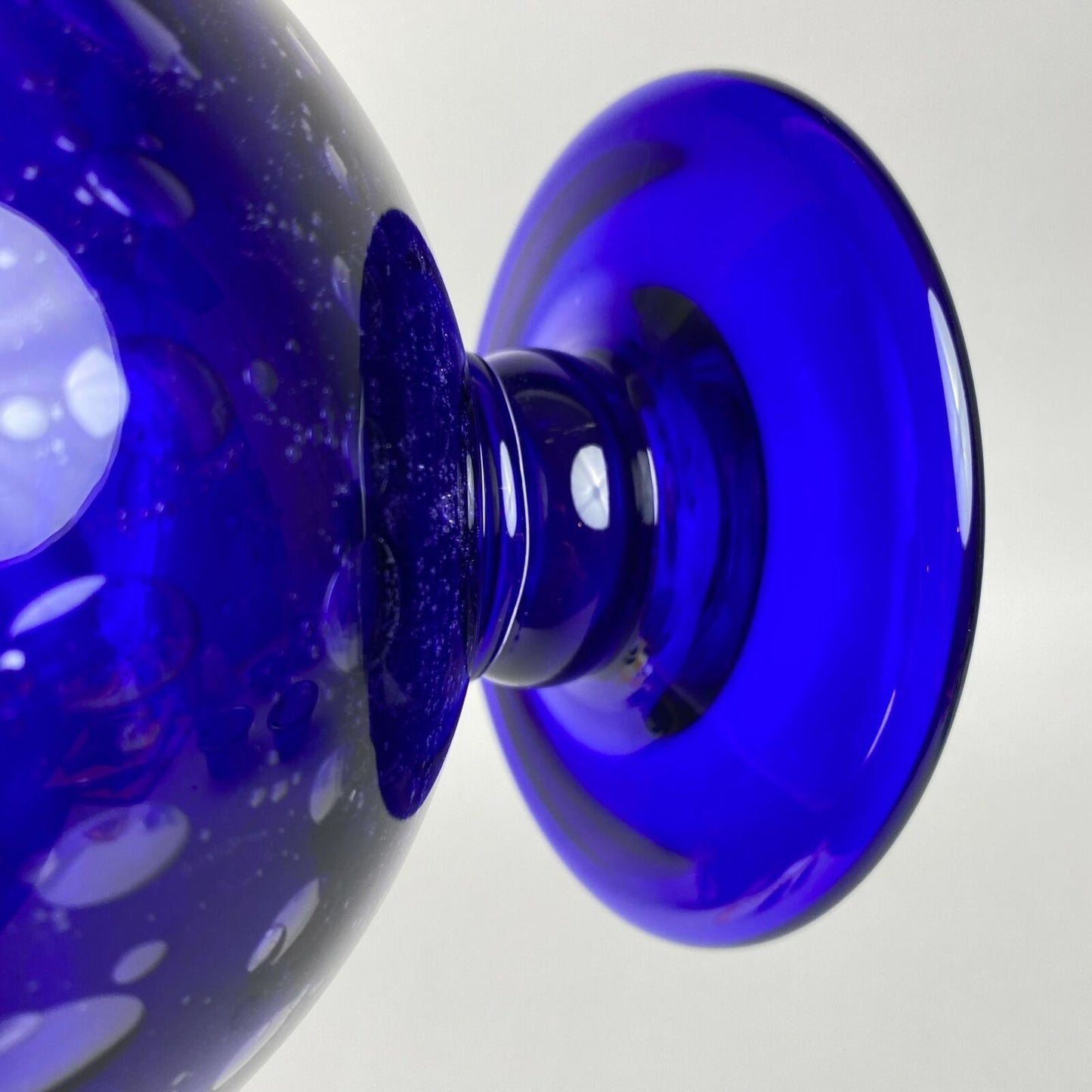 Large Handmade Decorative Vintage Cobalt Blue Glass Bowl w/Bubbles