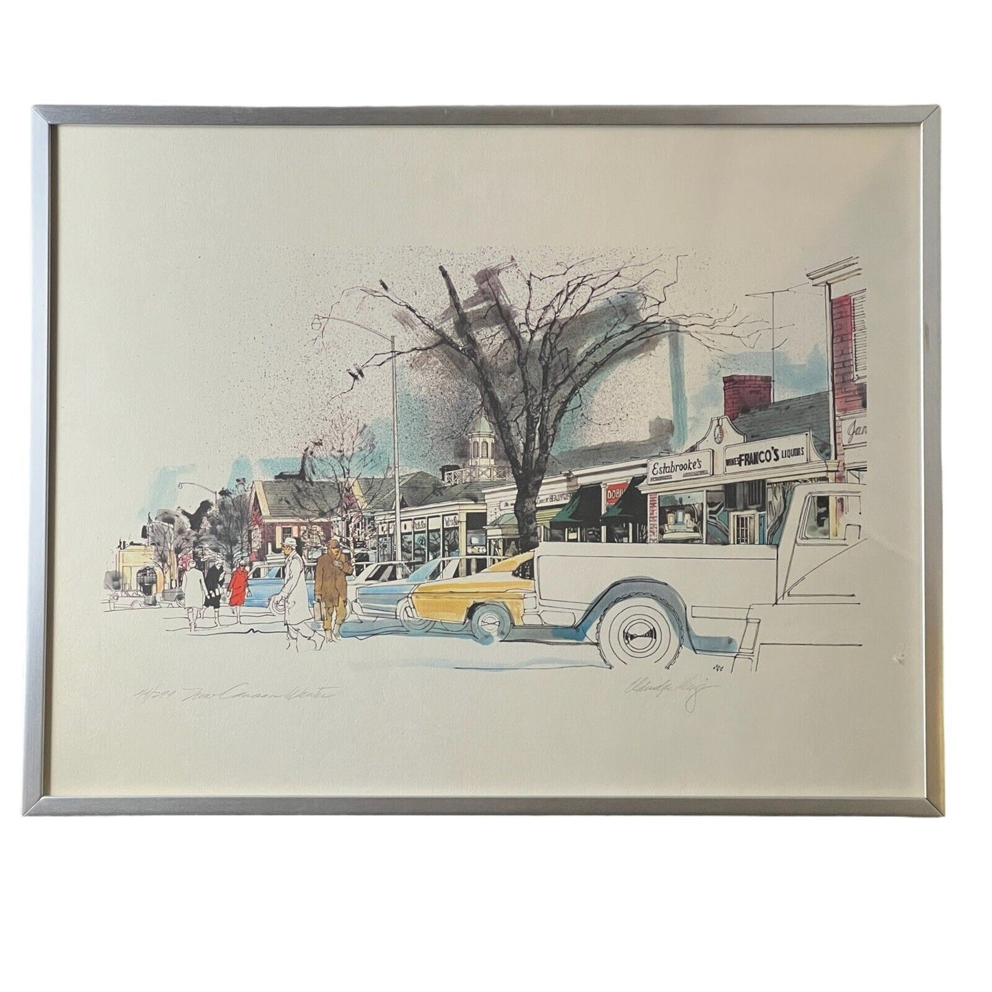 Framed Watercolor Print Signed and Numbered New Cannon Winter 44/299 23" x17"