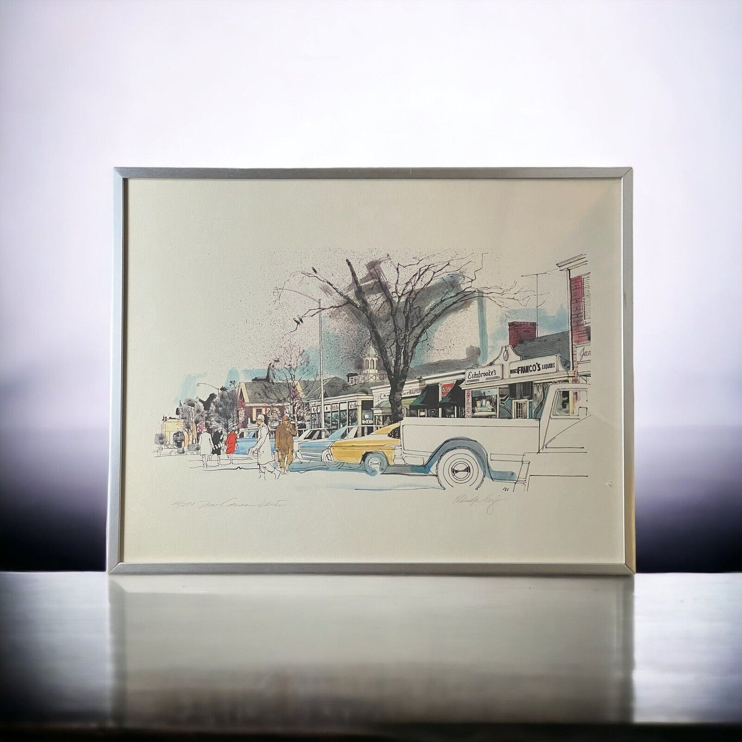 Framed Watercolor Print Signed and Numbered New Cannon Winter 44/299 23" x17"