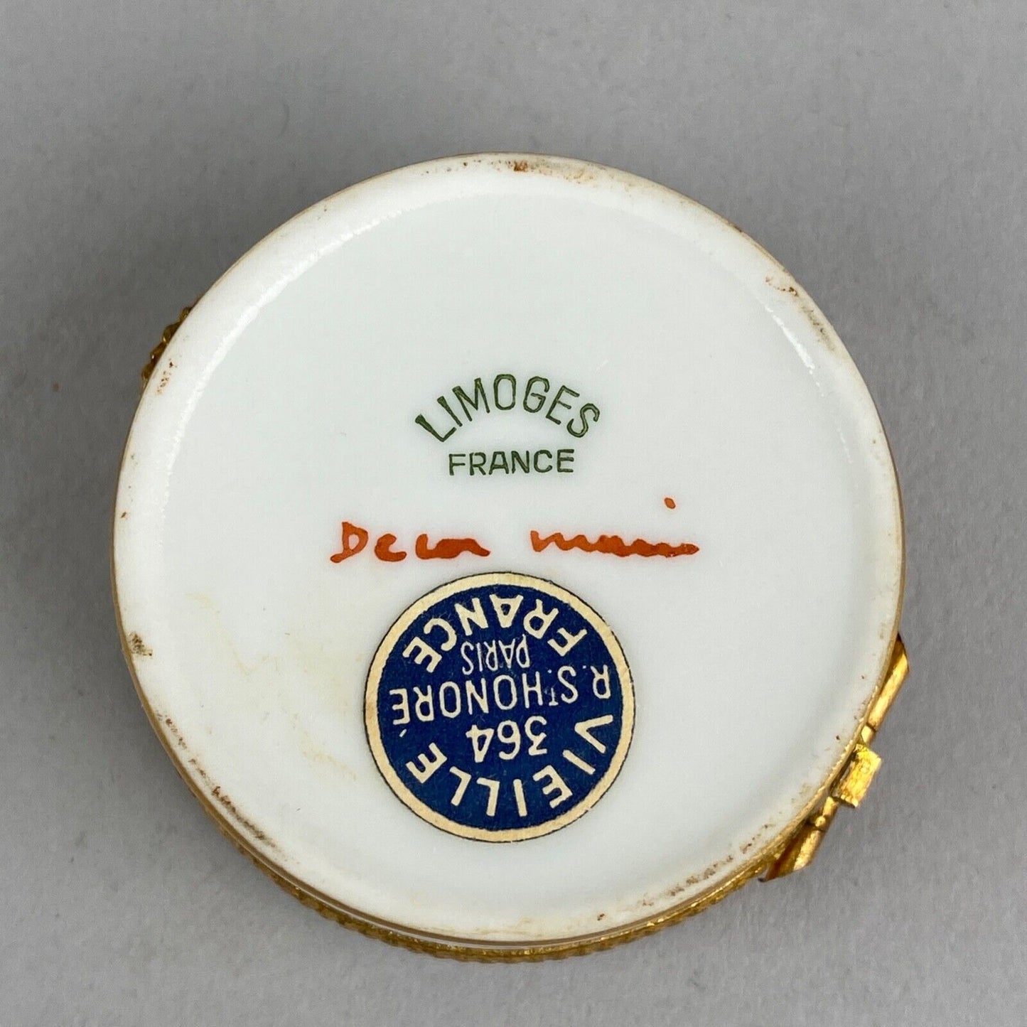 Limoges France White w/ Orange Flowers and Gold Tone Trim Porcelain Trinket Box