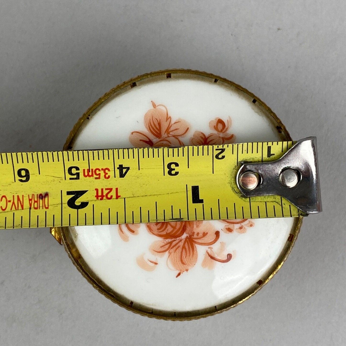 Limoges France White w/ Orange Flowers and Gold Tone Trim Porcelain Trinket Box