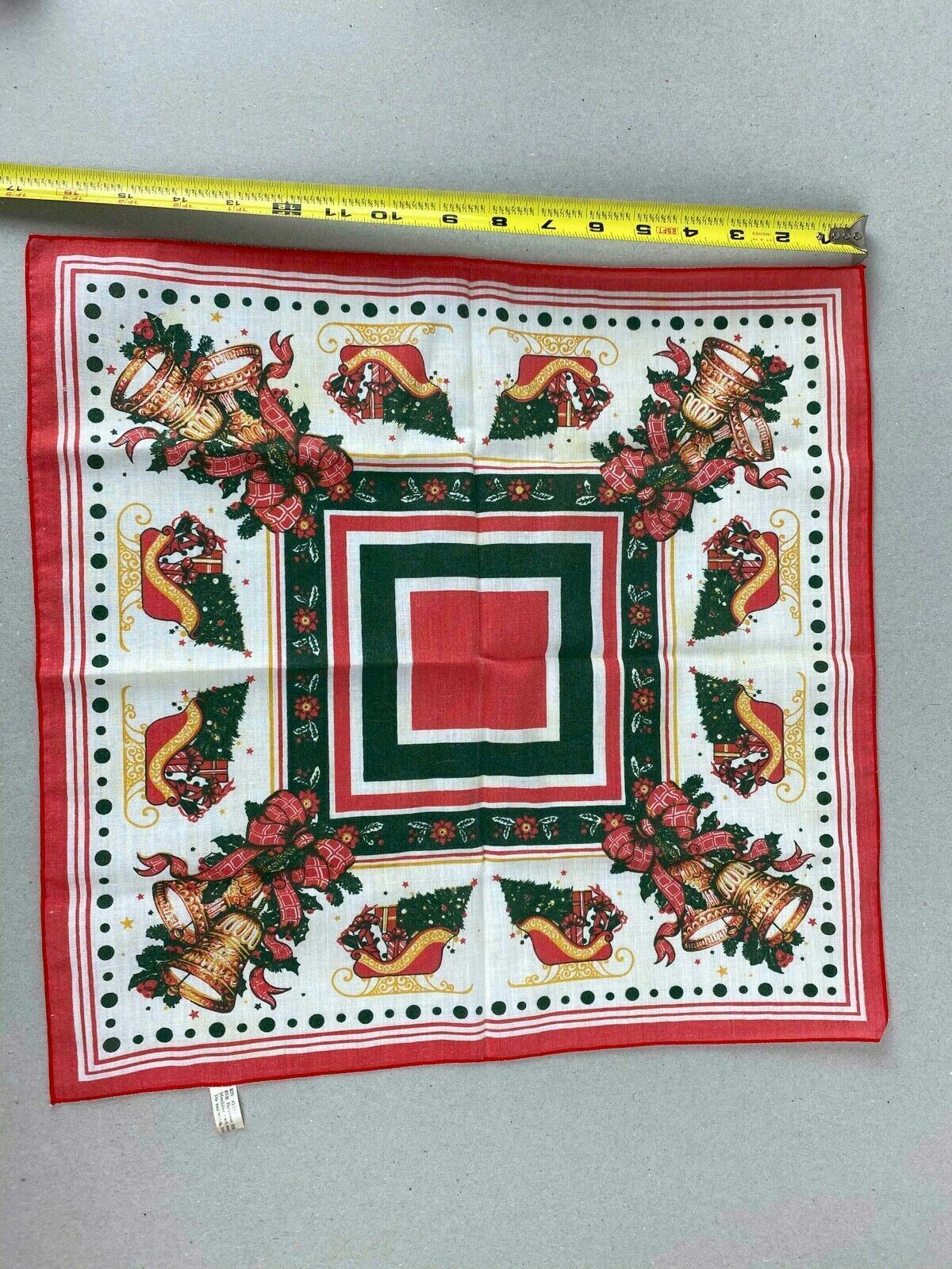 Lot of 10 - Vintage Christmas Red/Green (Sled, Bells, Red Flowers) 16" x 16"