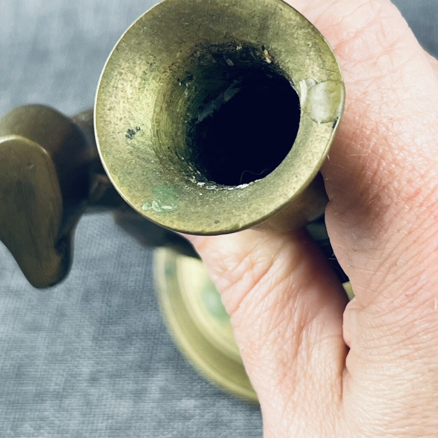 Pair of Solid Brass Candle Holders - Old Man with Beard