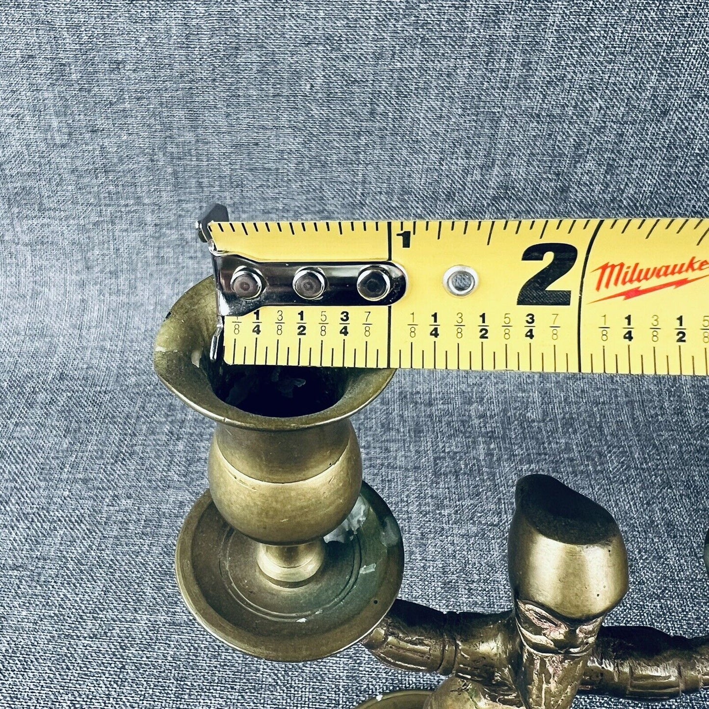 Pair of Solid Brass Candle Holders - Old Man with Beard