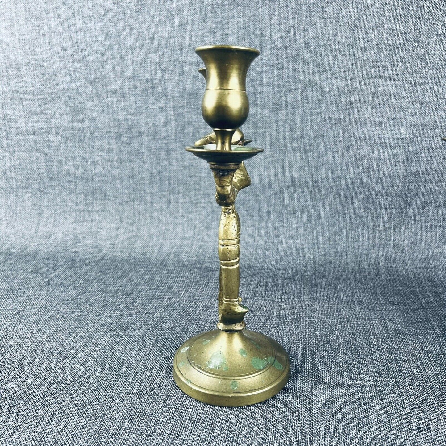 Pair of Solid Brass Candle Holders - Old Man with Beard